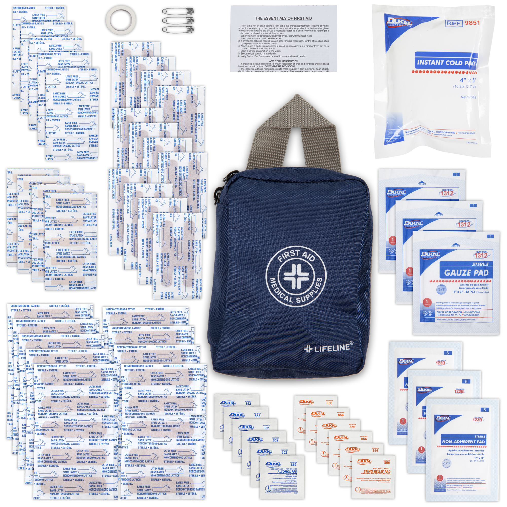 Lifeline Essential First Aid Kit - 125 Pcs, Compact, Soft Case, Model# 4146